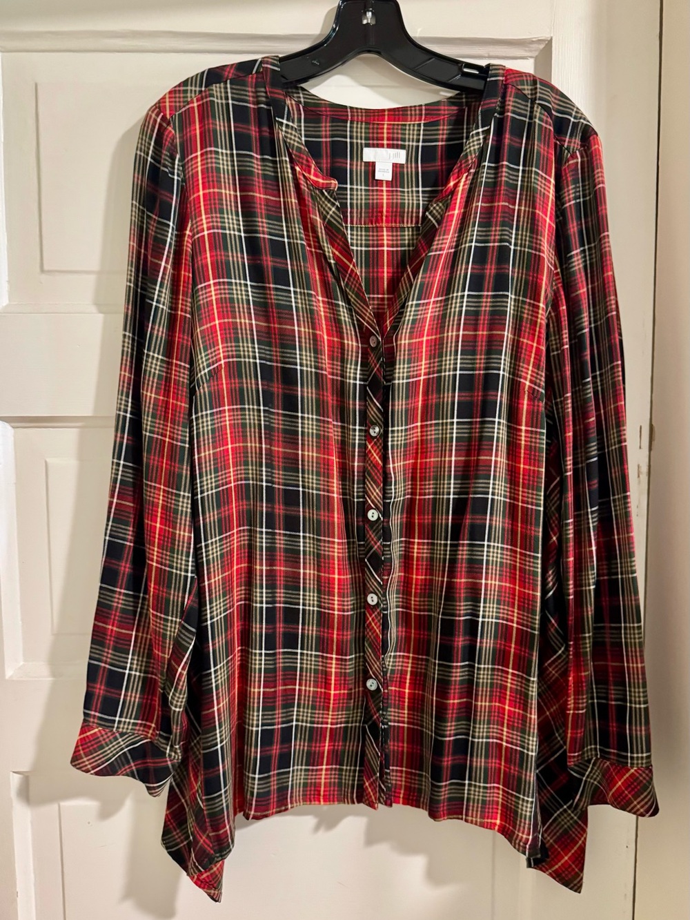 J. Jill Red and Black Plaid Button-Front Shirt